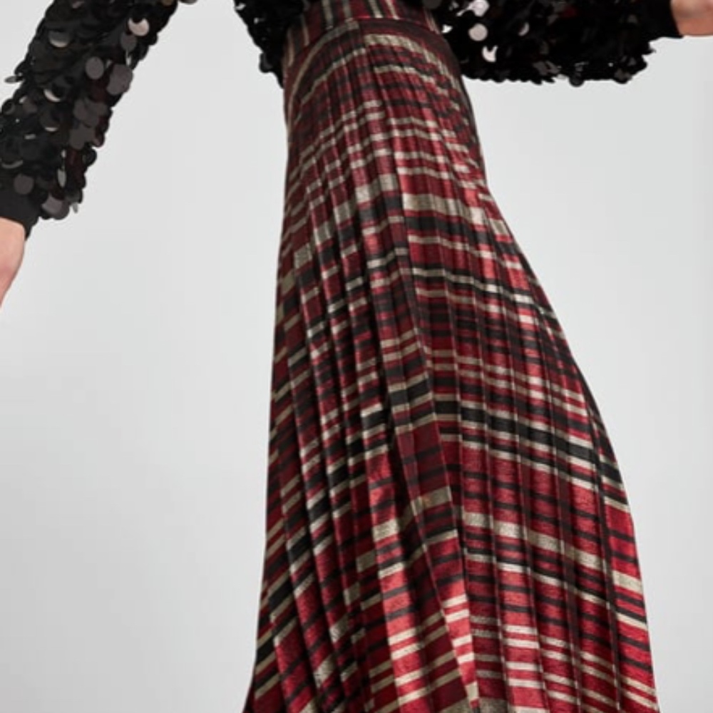 Zara High Waist Pleated Skirt Red size XS 0 - Picture 6 of 8